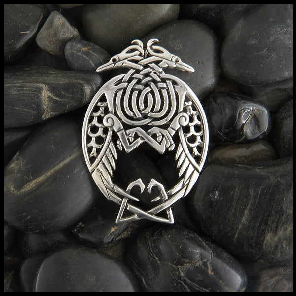 Celtic Heron Brooch in sterling silver by Mithril Jewelry