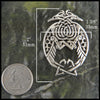 Celtic Heron Brooch in sterling silver by Mithril Jewelry measures 2" by 1 3/8"