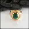 trigold emerald cabochon spiral shamrock triquetra rose white yellow green irish celtic ring 