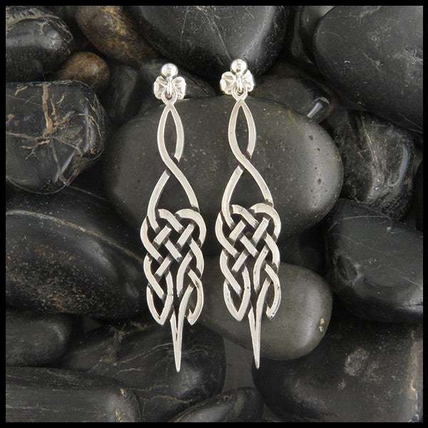 Celtic knot ball drop earrings in silver