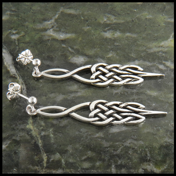 Celtic knot ball drop earrings in silver