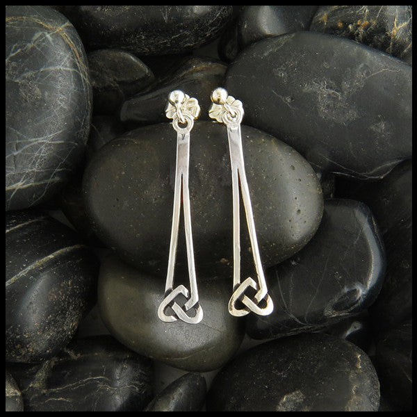 Heart knot ball drop earrings in Silver