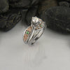 Celtic wedding set with Diamond and Tsavorite