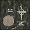 Daisy's Cross pendant measures 1 1/4" by 3/4"
