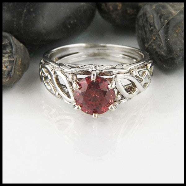 Raspberry Rhodolite Garnet Celtic Cathedral Ring