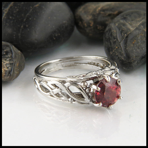 Raspberry Rhodolite Garnet Celtic Cathedral Ring