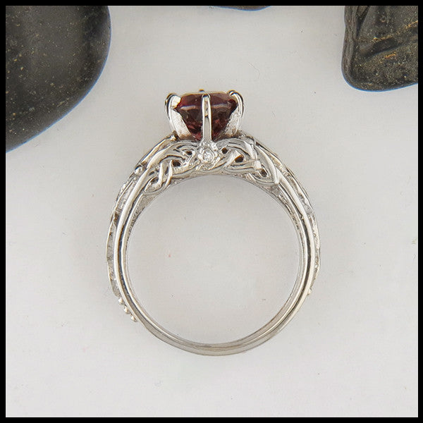 Raspberry Rhodolite Garnet Celtic Cathedral Ring