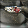 Raspberry Rhodolite Garnet Celtic Cathedral Ring
