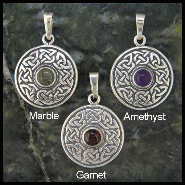 Celtic Wheel of life pendants in Sterling Silver with Gemstones