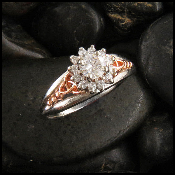 Celtic Trinity Knot Engagement Ring with Diamond Halo