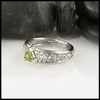 Celtic Engagement Ring in White Gold with Peridot