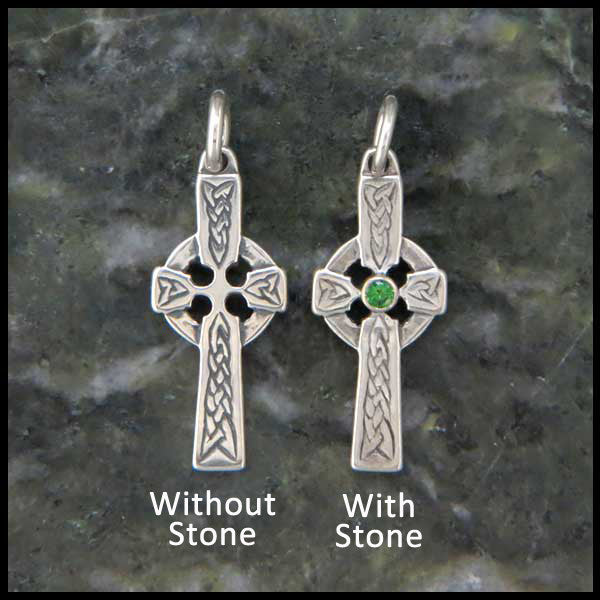 Dainty Celtic Cross in Sterling Silver with Gemstones
