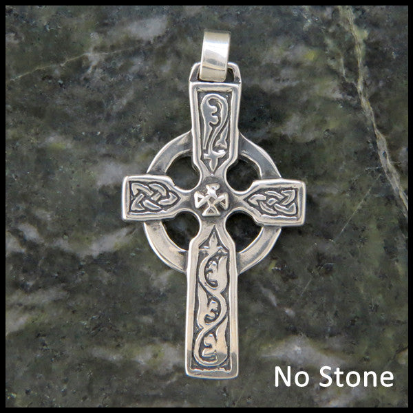 Handcrafted Celtic Ivy Cross in Sterling Silver with Gemstones by Walker Metalsmiths