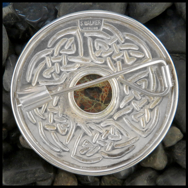 Celtic brooch in Sterling Silver with stones