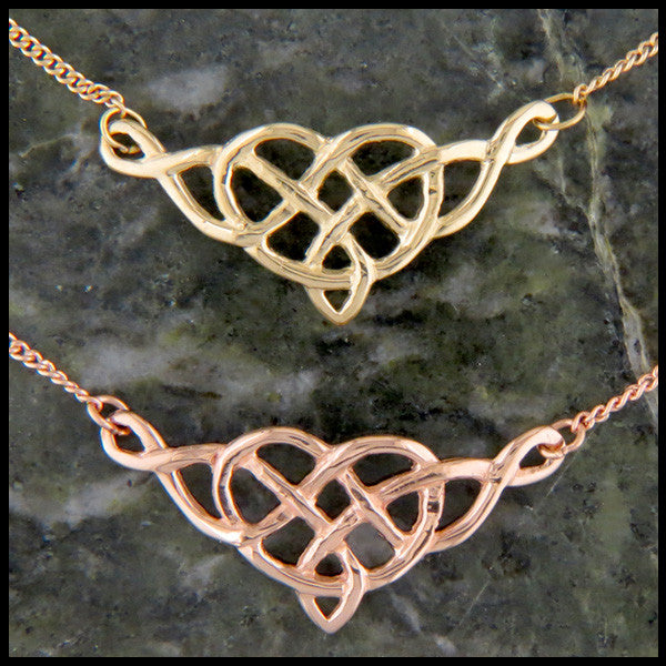 Celtic Heart knot pendant in 14K Yellow gold and Rose gold