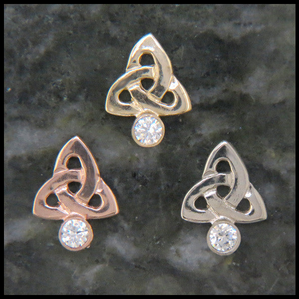 Trinity Knot post earrings in 14K Gold with Gemstones