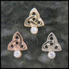 Trinity Knot post earrings in 14K Gold with Gemstones