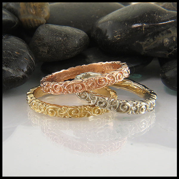 Trinity Scroll Stacking Ring in 14K Gold