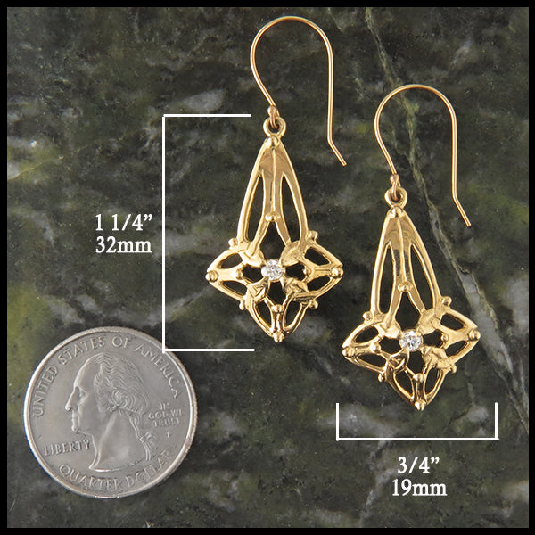 Trinity Star Knot Earrings Diamond Gold Yellow Rose White Celtic Jewelry
