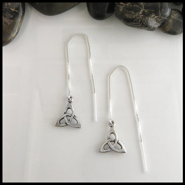 triquetra threader earrings in sterling silver