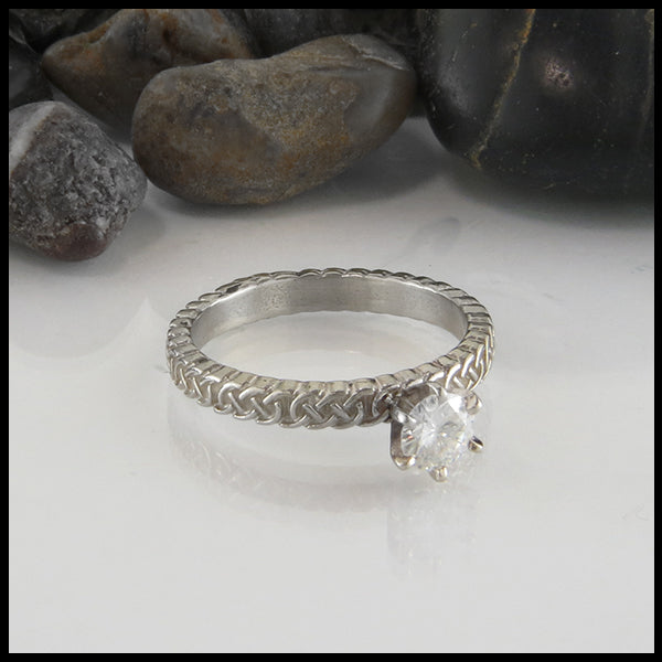 Moissanite Celtic Engagement Ring in 14K Gold