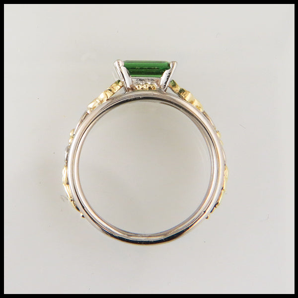 Custom Emerald Cut Tsavorite Engagement Ring