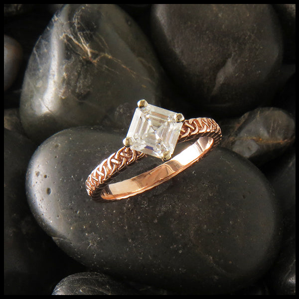 3.30 CTW Asscher Cut Engagement Ring / White Sapphire Wedding Ring /  Sapphire and Moissanite Ring / Half Bezel Ring / 14k White Gold / 6055 -  Etsy