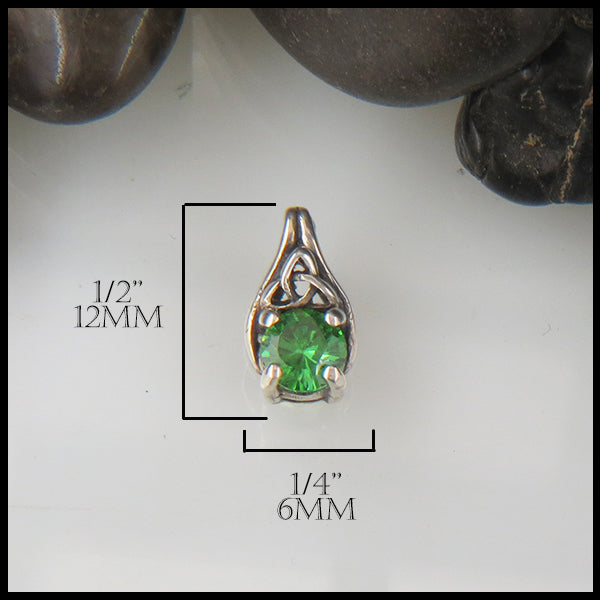 Celtic Birthstone pendant measures 1/2" by 1/4"