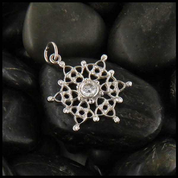 White Gold Celtic Snowflake with Diamond