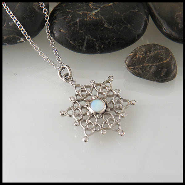 Celtic Knot Snowflake with Opal and Diamond