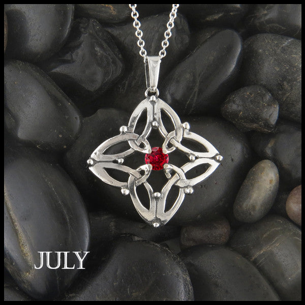 July Birthstone Celtic Trinity Star Pendant