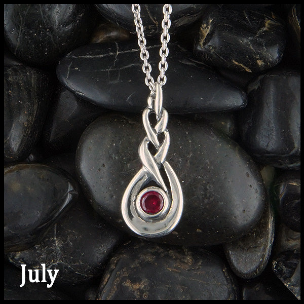 July Celtic Birthstone Pendant in Sterling Silver