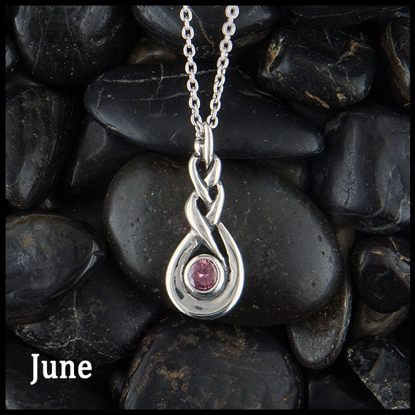 June Celtic Birthstone Pendant in Sterling Silver