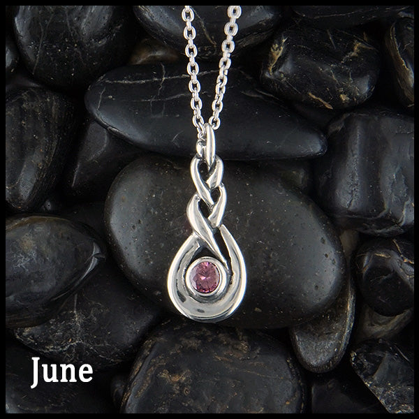 June Celtic Birthstone Pendant in Sterling Silver