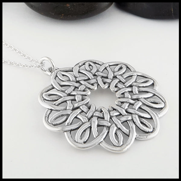Profile view Emily Celtic Knot Pendant in Silver