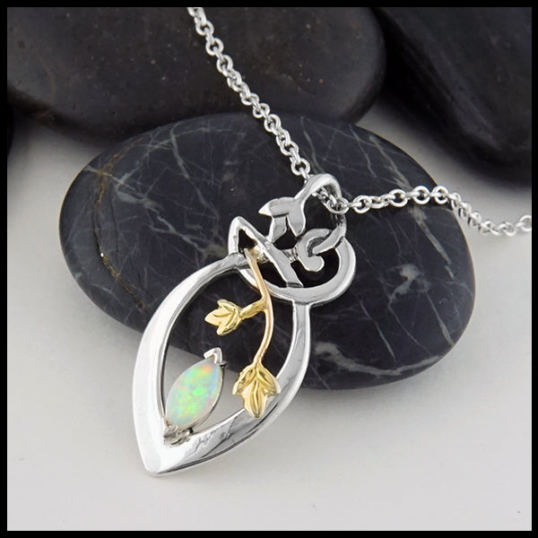 Profile view Opal with Ivy Celtic Pendant