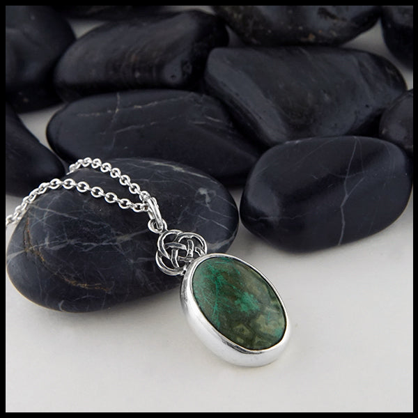 Azurite Chrysocolla Josephine's Knot Pendant in Silver