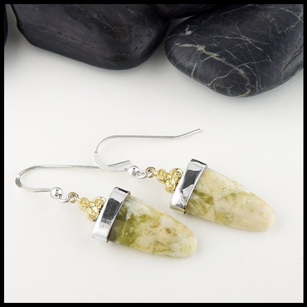 Profile view Connemara Marble Drop Earrings