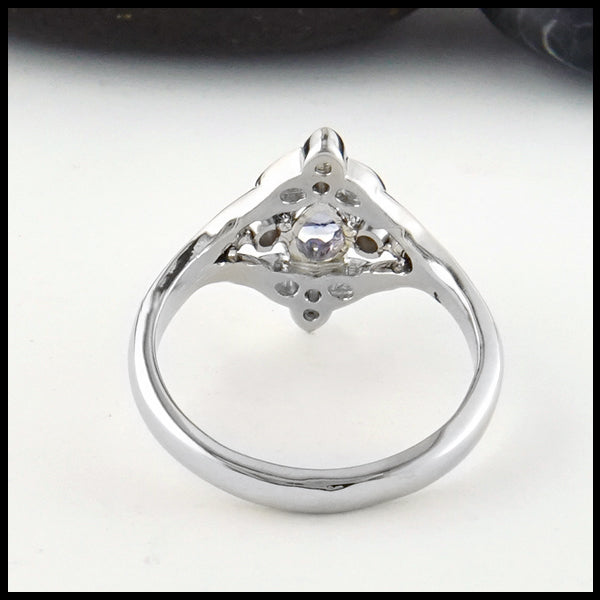 Rear view of Trinity Knot and Blue Sapphire ring