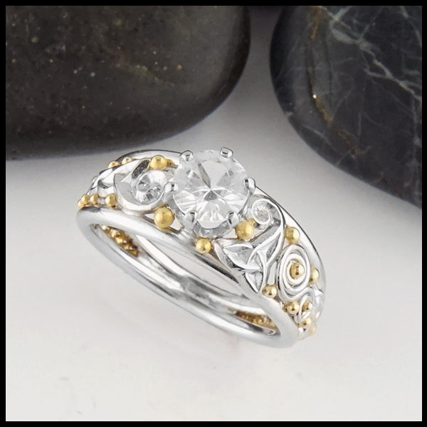 white sapphire custom knot ring 