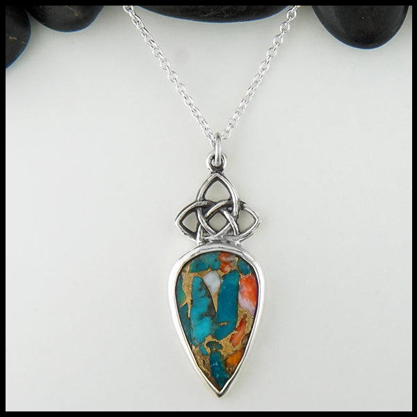 Profile view Starlight Knot Turquoise Pendant
