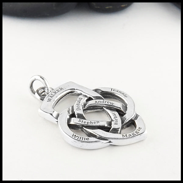 Personalized Father's Knot pendant in sterling silver