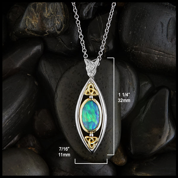 1 1/4 inch by 7/16 inch black opal pendant