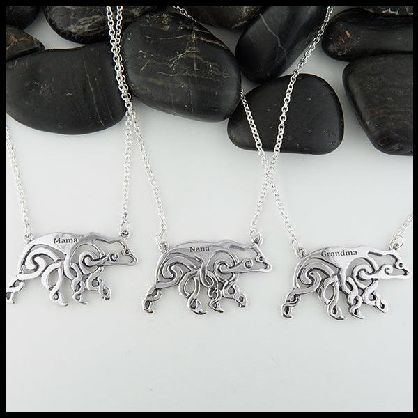 Overhead view Personalized Celtic Bear Pendants