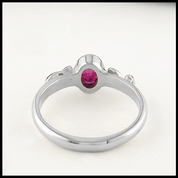 Rear view Celtic Knot Ring with Ruby