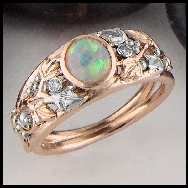 Opal with Celtic Ivy Gold ring