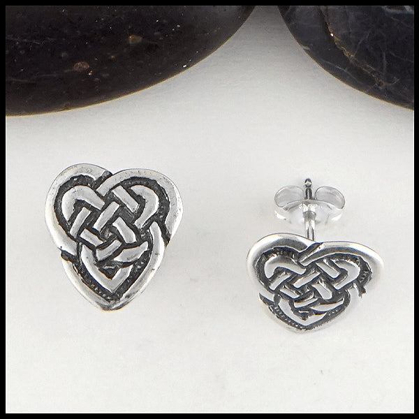 Maggie's Heart Knot Post Earrings in sterling silver
