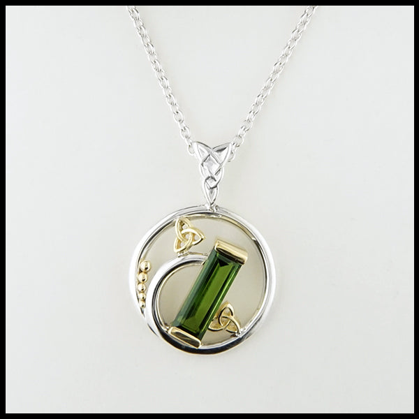 Tourmaline Baguette Pendant on 18" cable chain