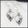 Anna's Heart Earrings in Silver with Amethyst