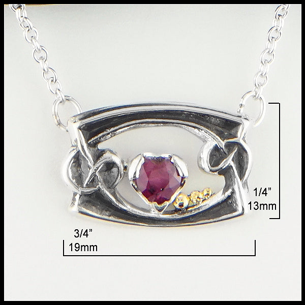 1/4 inch by 3/4 inches Ruby Heart Necklace